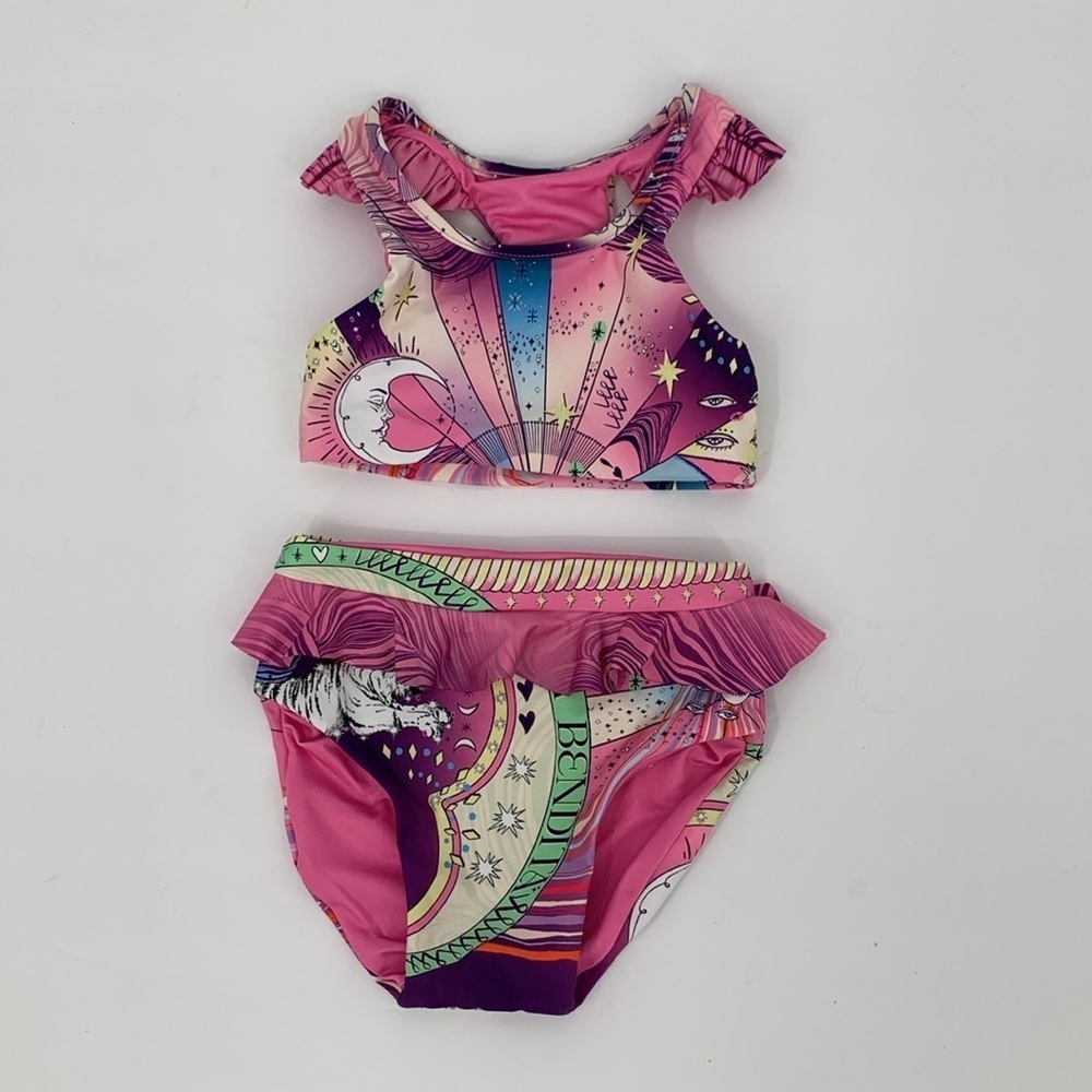 Agua Bendita Keily Eter bikini swim set top bottom pink blue moon toddler new 2T